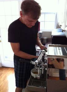 Mike makes coffee